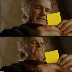 Man reading small card Meme Template