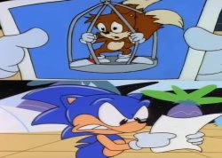 AoSth Sonic being angry while looking at a Tails photo Meme Template