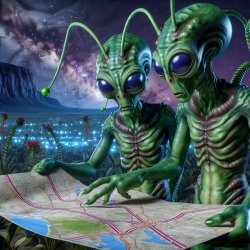 Two aliens reading a road map Meme Template