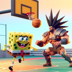 Spongebob and goku playing basketball Meme Template