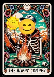 Tarot | The Happy Camper Wizard W/ Smile Mask And Sun Smile Wand Meme Template