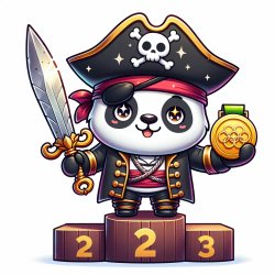 A cute cartoon panda dressed in a pirate outfit, holding a sword Meme Template