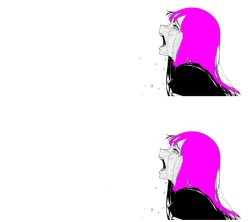 Woman crying pink hair Meme Template