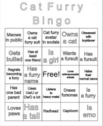 Cat Furry Bingo Meme Template