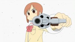 Yūko Aioi (Nichijou) pointing gun at viewer Meme Template