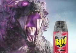 Godzilla raid spray Meme Template