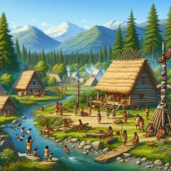 A photo of a thriving pre-contact Native American village. Meme Template