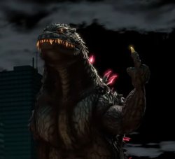 Godzilla flips the bird Meme Template