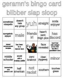 german's bingo Meme Template