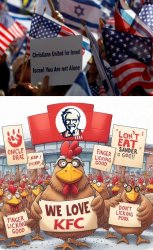 Christians for Israel = Chickens for KFC Meme Template