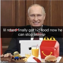 lil retard finally got his food now he can stop bitching Meme Template