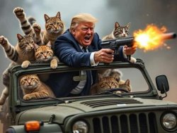 Trump protecting cats Meme Template