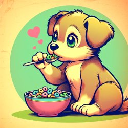 Cute puppy eating cereal Meme Template