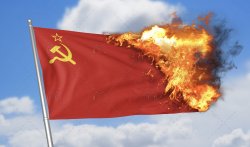 Burning the USSR flag Meme Template