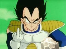 Vegeta Flipping Someone Off While Holding Meridia's Beacon Meme Template