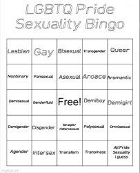 LGBTQ Pride Sexuality Bingo Meme Template