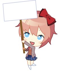 Sayori Holding a Sign Meme Template