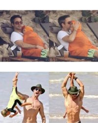 dads on the beach Meme Template