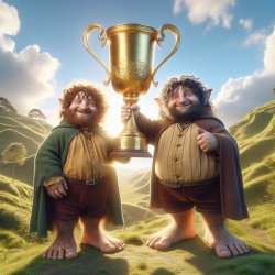 Hobbits winning a trophae Meme Template