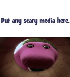 What or who scares Barney? Meme Template