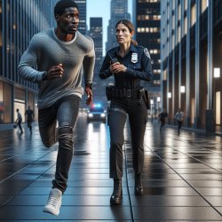 black man getting chased by a male cop that looks map Meme Template