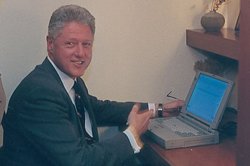 Bill Clinton points at computer Meme Template