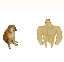 buff dog vs. cheems flip Meme Template