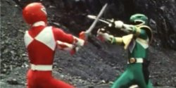 red power ranger fights green power ranger Meme Template