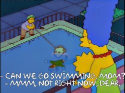 Simpsons, Marge, Swimming, Ned Flanders Meme Template