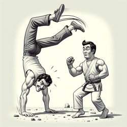 man punch another man while doing a hand stand Meme Template