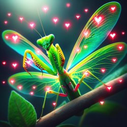 Praying mantis with hearts Meme Template