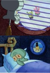 Squidward window and sleep Meme Template