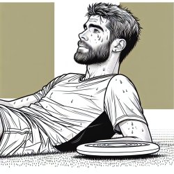 Frisbee player with beard lying on the ground tired Meme Template