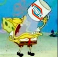 SpongeBob drinks Clorox Meme Template