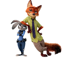 Nick Wilde leaning on Judy Hopps Meme Template