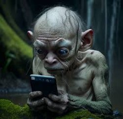 Gollum con un teléfono celular Meme Template