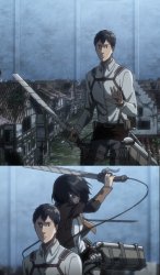 mikasa jumping Meme Template