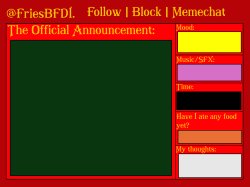 Fries' 6th Announcement Template Meme Template