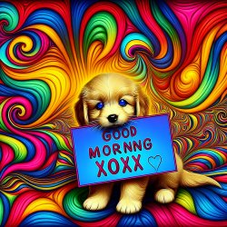 Puppy saying good morning xoxo Meme Template