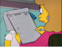 Homer and woman with writing pad Meme Template