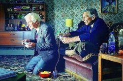 Old men playing video games Meme Template