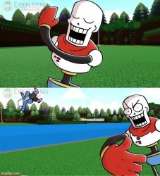 Papyrus slapping Sans away Meme Template