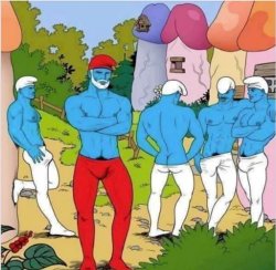 Gay Smurf Village Meme Template