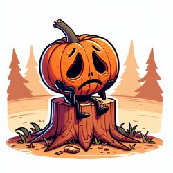 Jack o lantern sitting on a stump looking for his gutted insides Meme Template