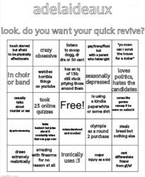 adelaideaux bingo 1 Meme Template