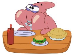 Patrick eating burger Meme Template