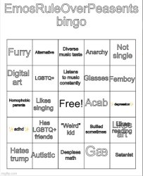 EmosRuleOverPeasents bingo #2 Meme Template
