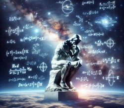 thinker statue in space with math equations Meme Template