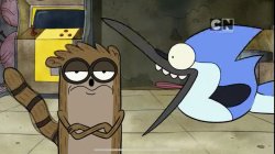 Mordecai shouting at Rigby Meme Template