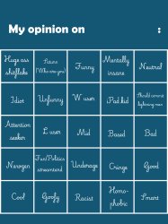 My opinion on [user] bingo (Fries/Gelatin's version) Meme Template